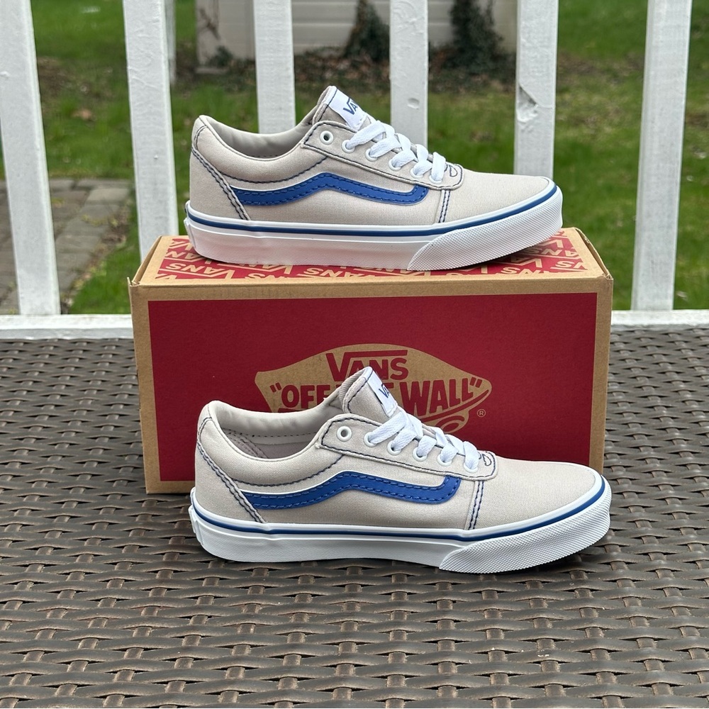 New Vans Kids' Ward Low Top Sneakers, Size 2, 4, POP STITCH GREY/ BLUE Unisex